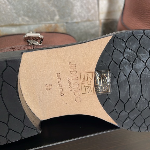 JIMMY CHOO Dondo Rosewood Grainy Calf Leather Biker Boots - Picture 14 of 16